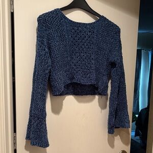 Fashion Nova Blue Open-Knit Sweater